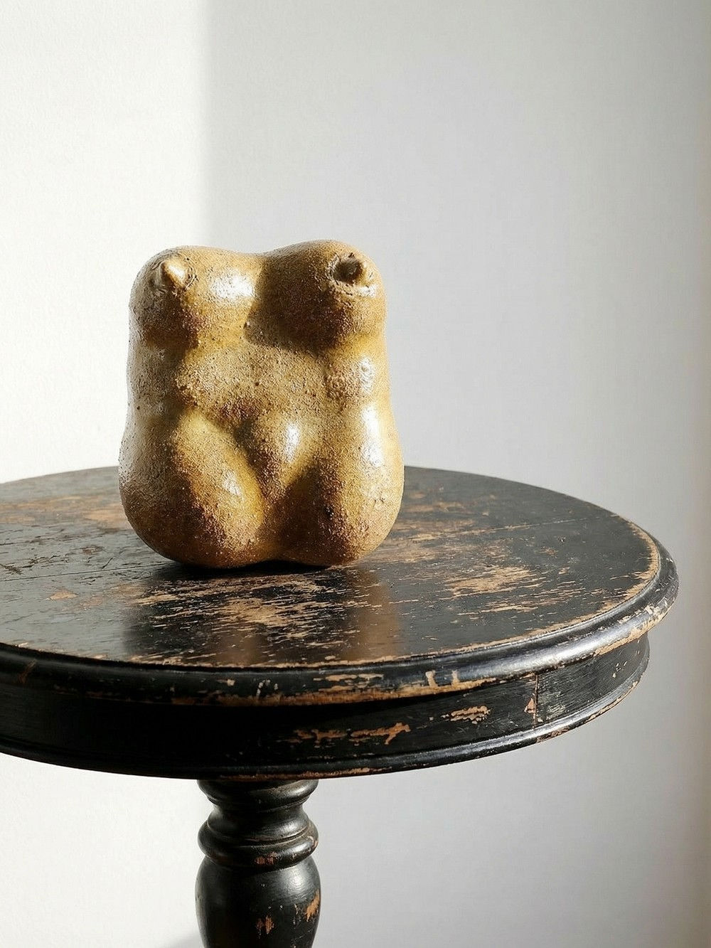Petite Vénus sculpturale en grès, buste de femme, vintage signé, années 90