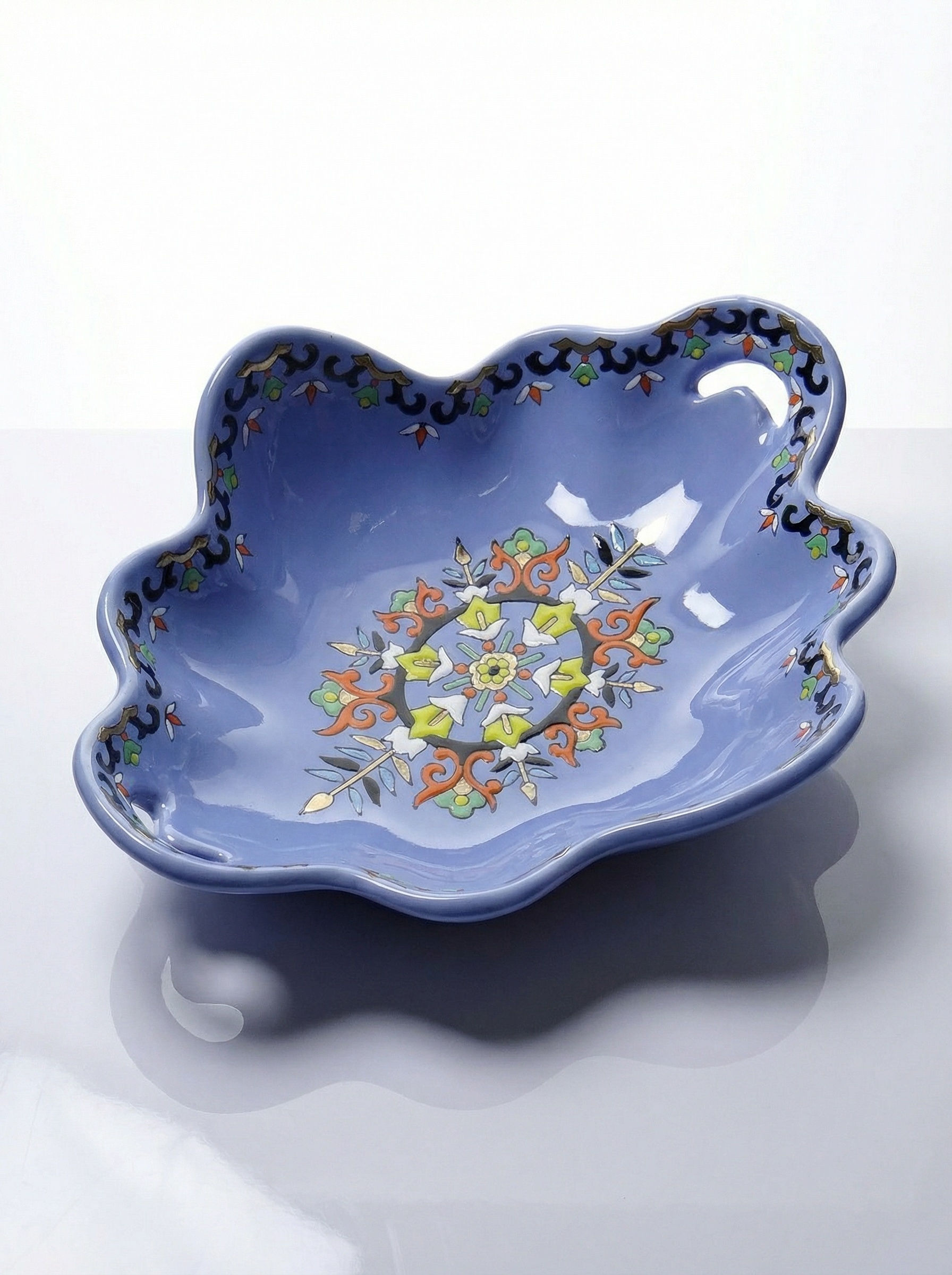 Coupe/vide poche faïence et émaux de Longwy émaillée modèle Chârtres vintage