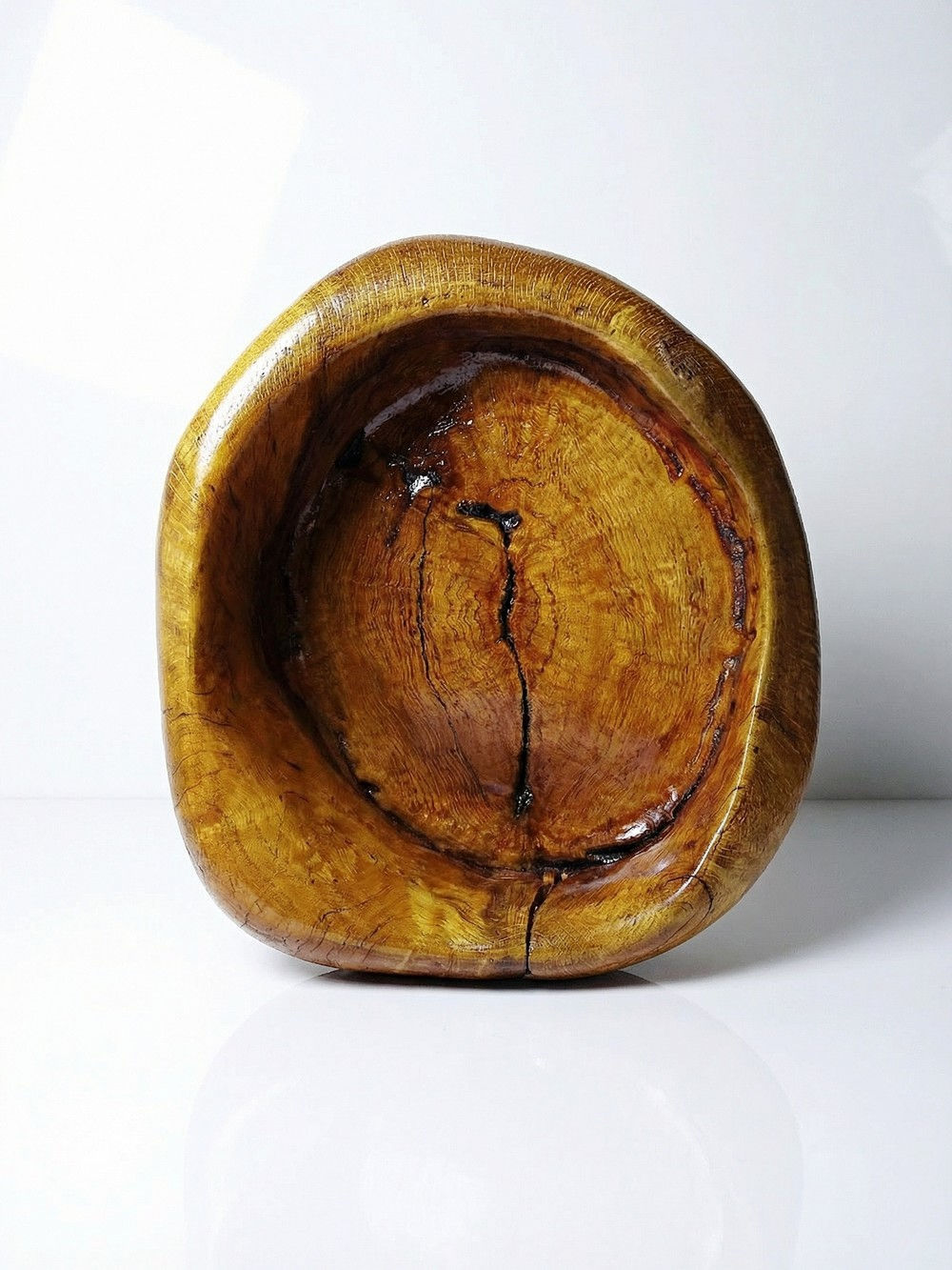 Vide poche bois d'olivier Monoxyle brutaliste vintage années 50-60 artisanal