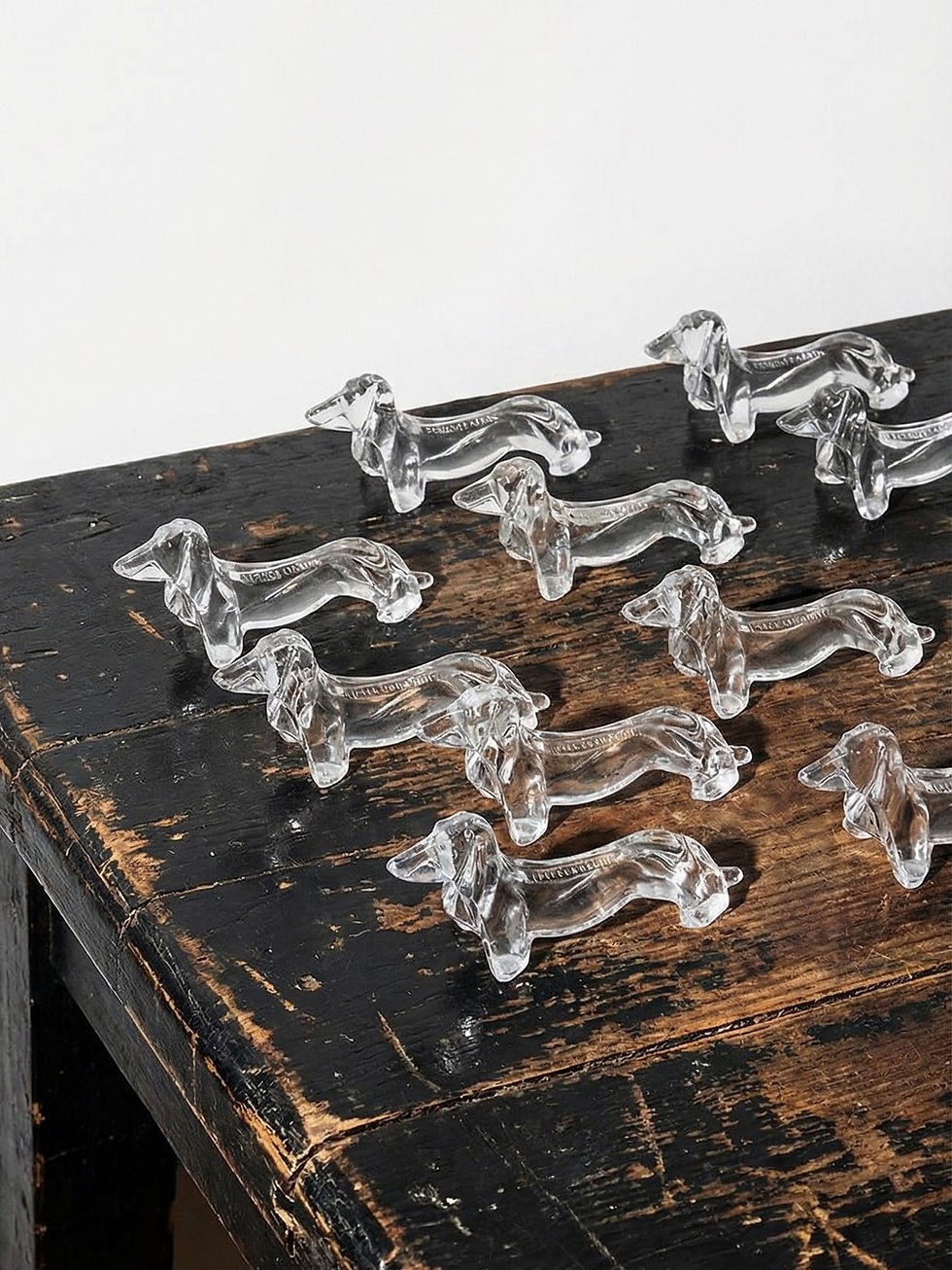 Portes couteaux vintages Gervais Danone modèles Teckels plexyglas transparent