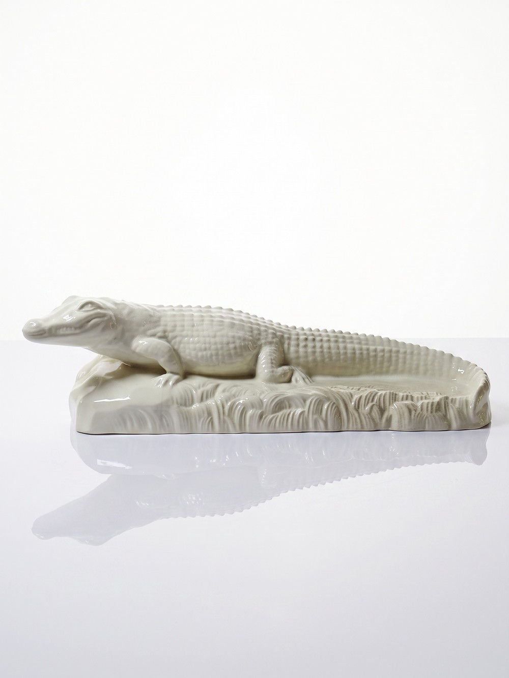 Grand crocodile ancien Sarreguemines faïence Art Déco années 1930