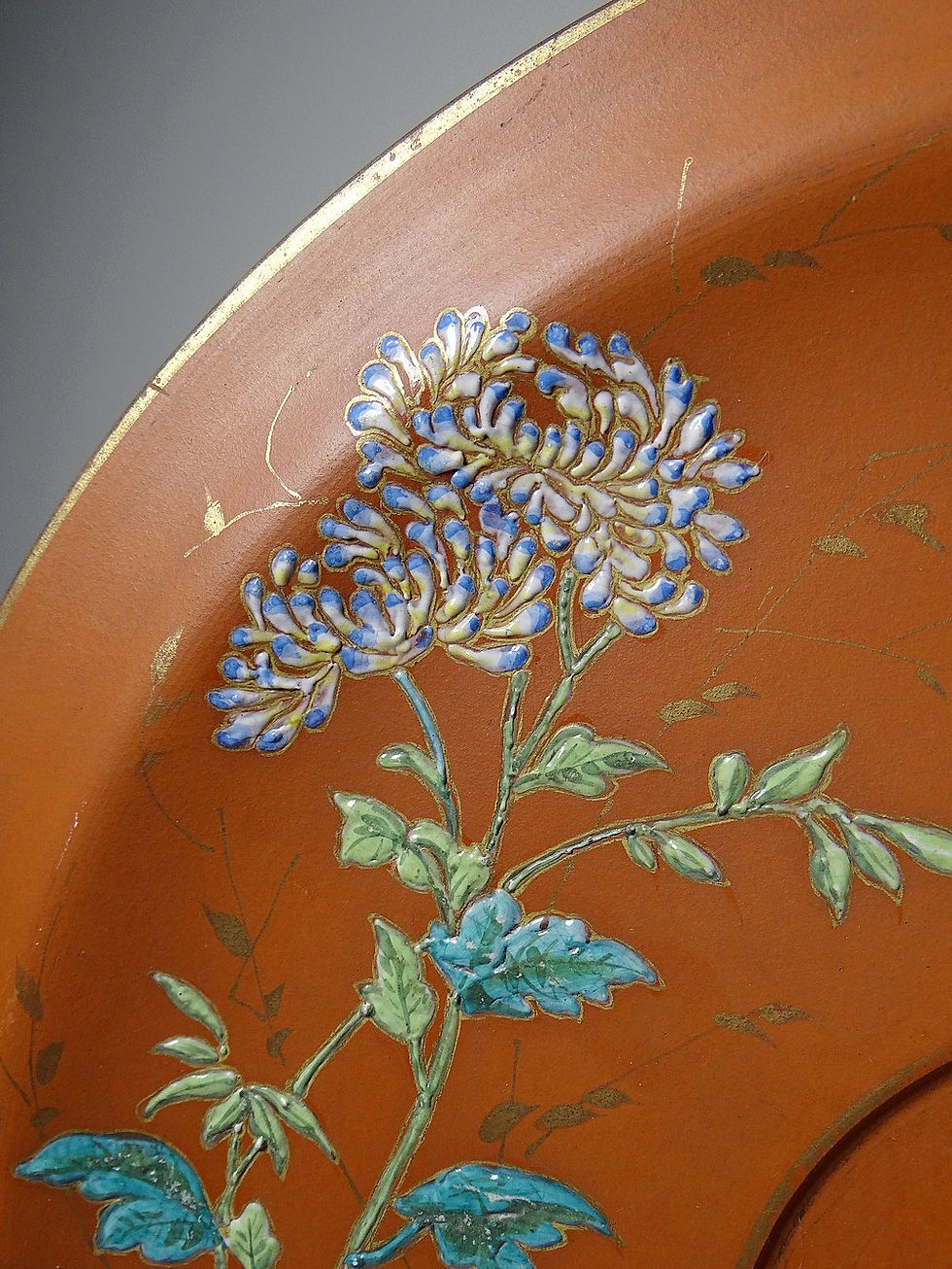 Miniature : Grand plat argile/terre cuite ancien émaillage japonisant art nouveau