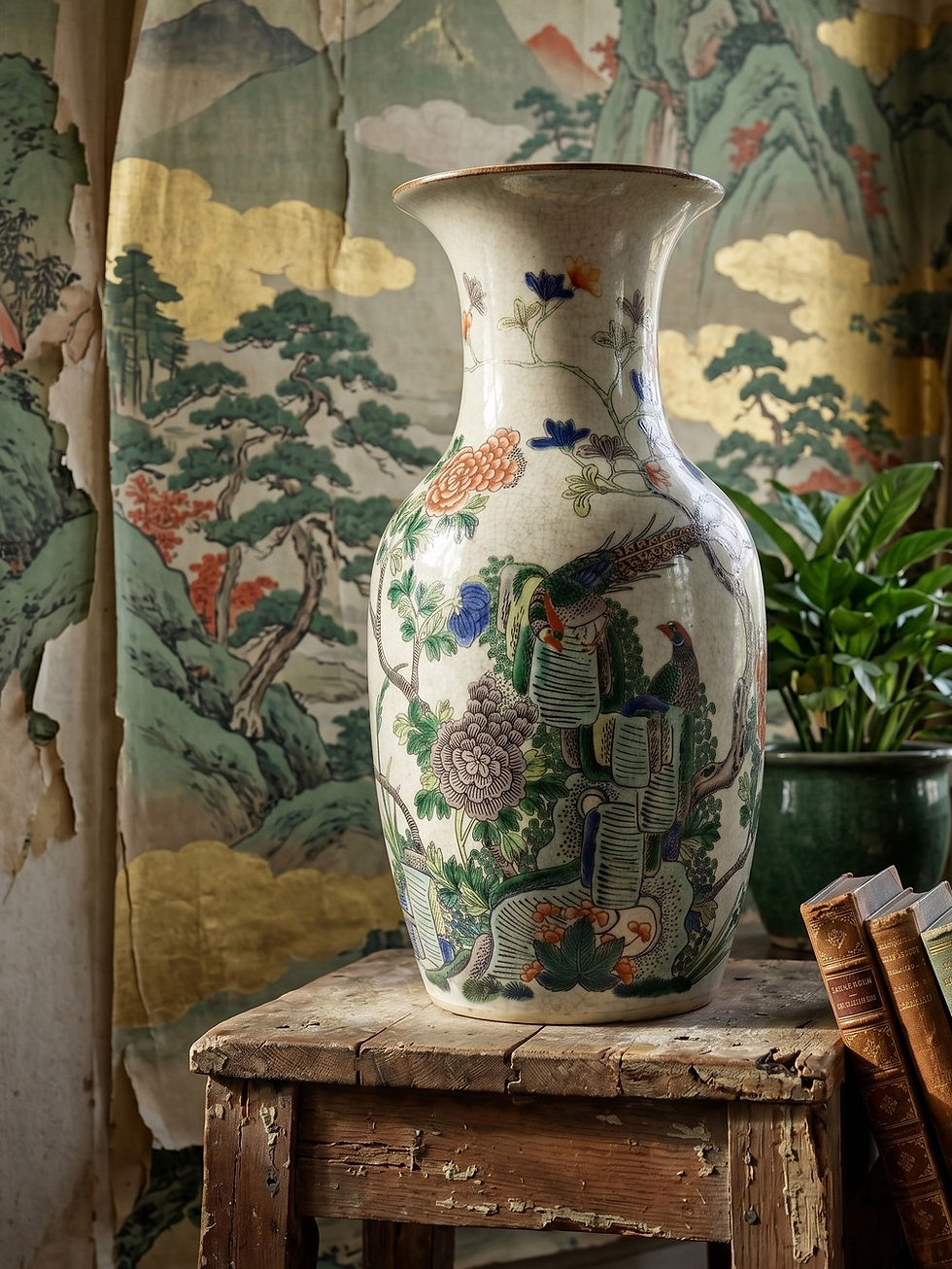 Miniature : Grand vase chinois grès porcelaineux craquelé "Chenghua" apocryphe début XXe