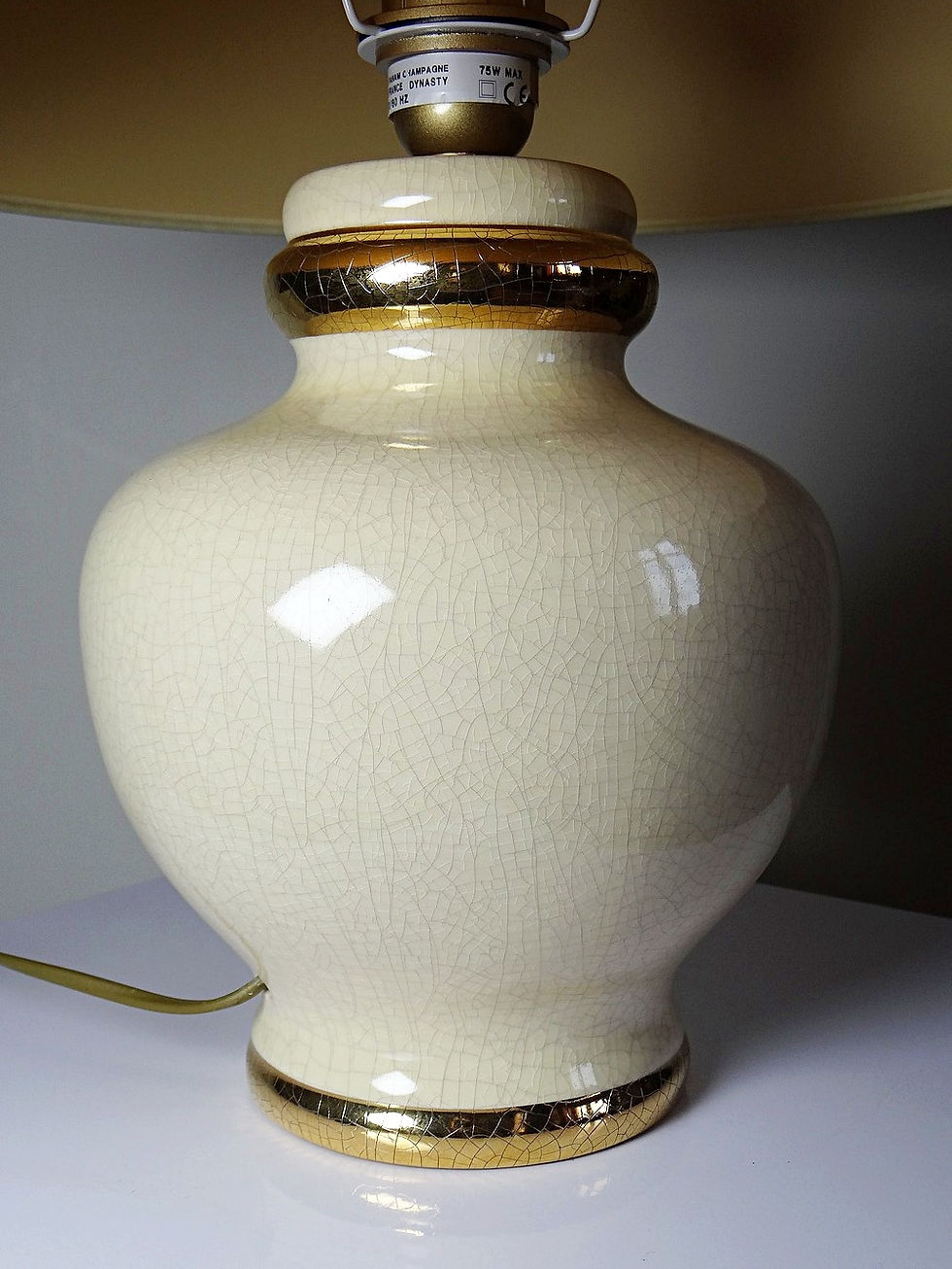 Miniature : Lampe en faïence craquelée Le Dauphin "Dynastie" Panama vintage années 80-90