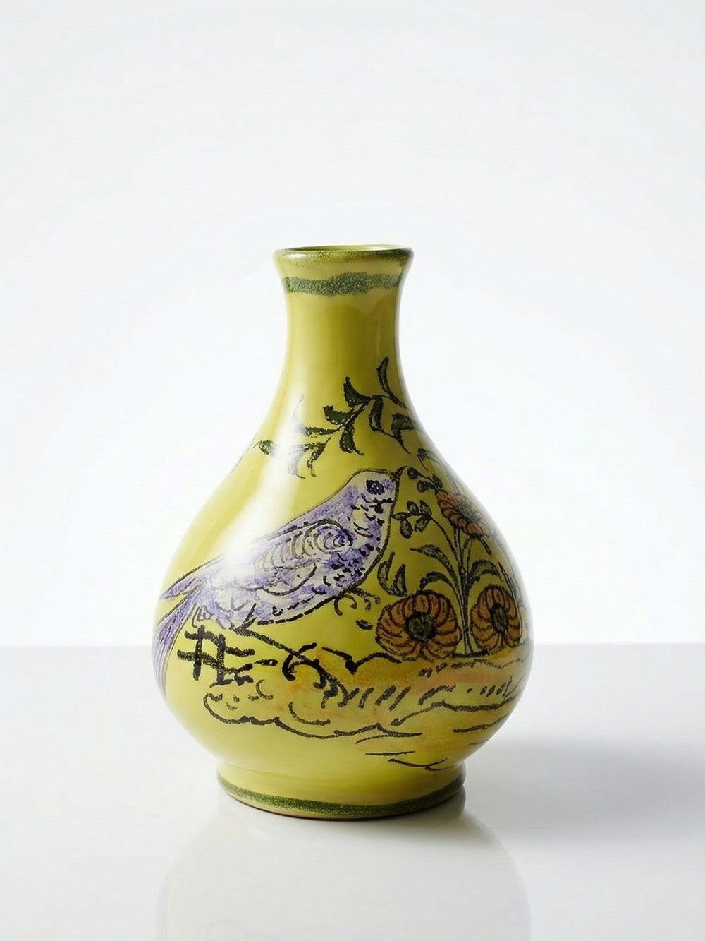 Petit vase en céramique signé Henri Siffre Montpellier décor oiseau années 50-60