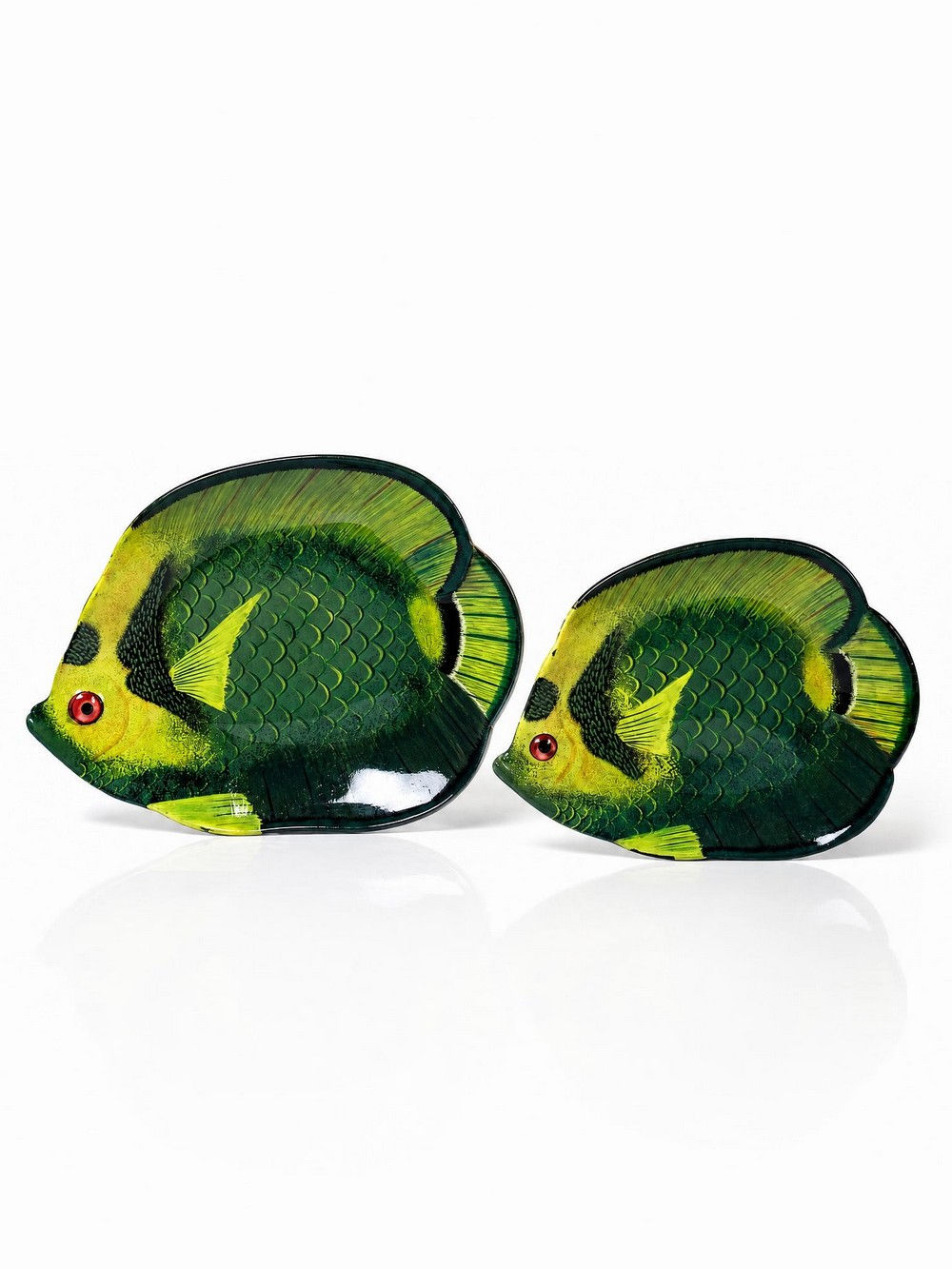 Paire de vide-poches poissons tropicaux vintages Allemands laqués main
