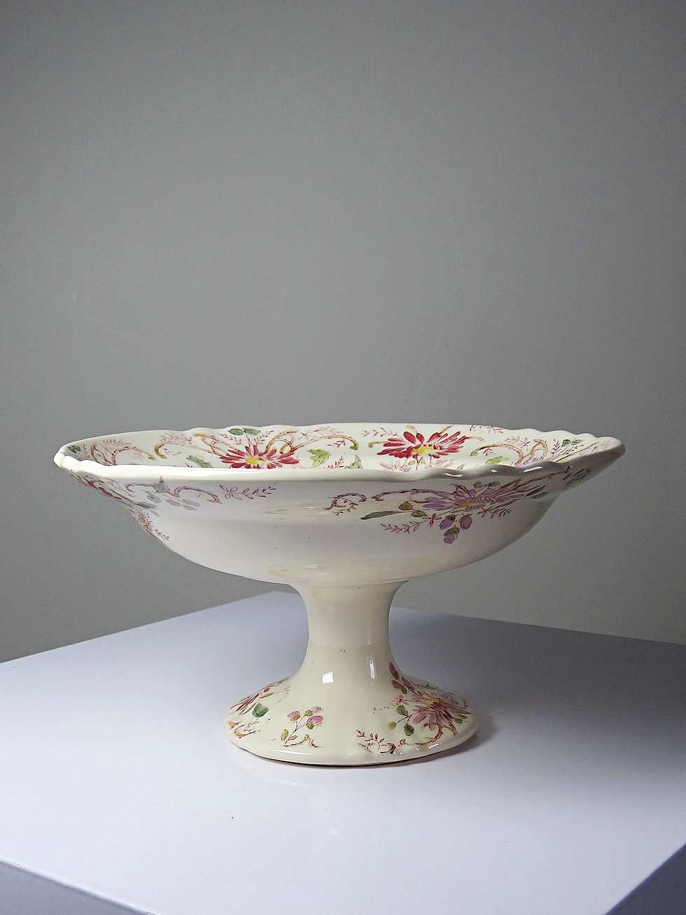 Miniature : Rare compotier ancien Longchamp Terre de Fer modèle Pâquerettes polychrome