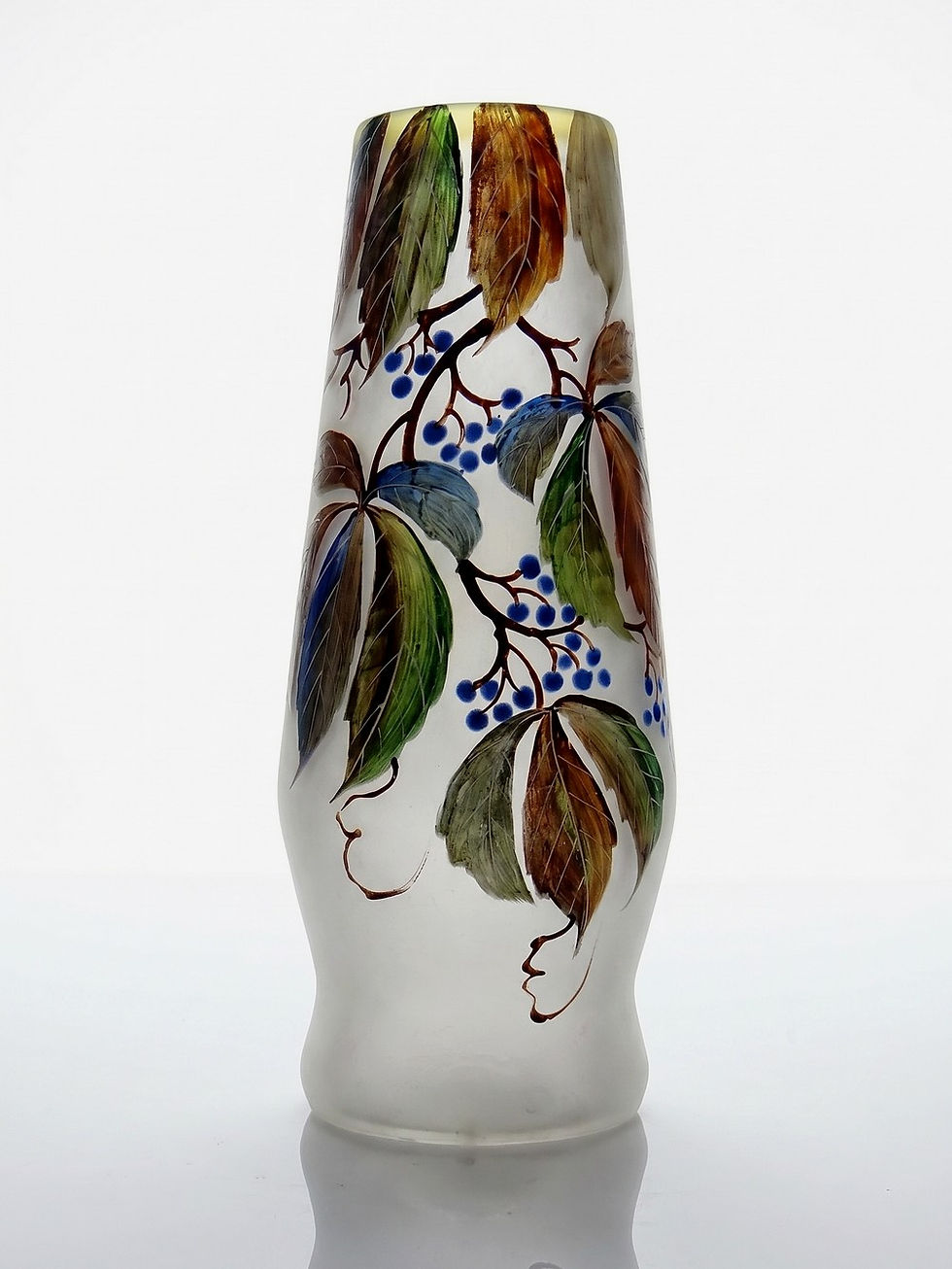 Miniature : Vase art nouveau vigne vierge LEUNE ancien XIXe