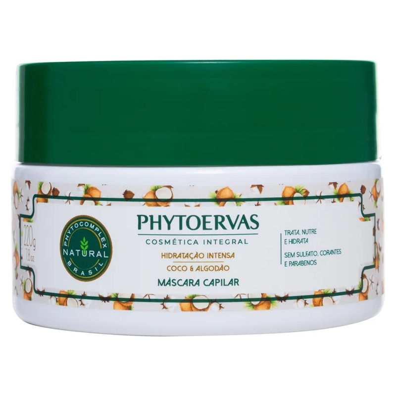 Máscara para Cabelos Hidratação Intensa Coco e Algodão Phytoervas - R$ 36,90 - Divulgação