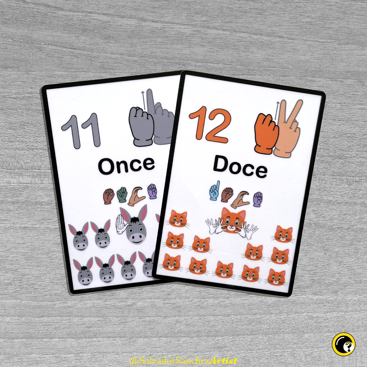 Pancarta de números 11–20 en ASL para el aula