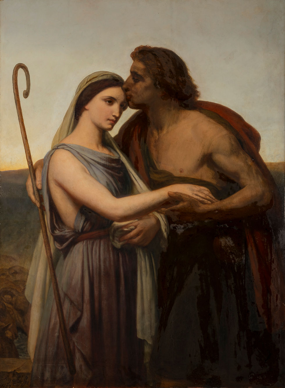 "Jacob and Rachel" by Ary Scheffer, Oil on panel, 1857 (Public Domain)
