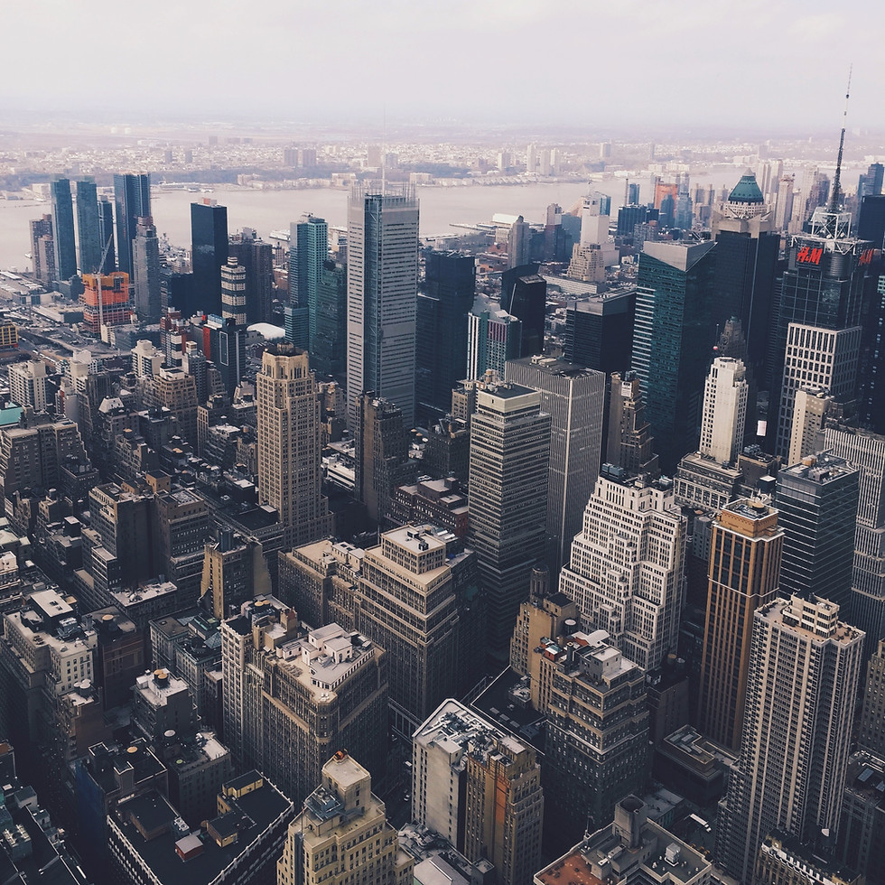 Aerial view of NYC skyscrapers