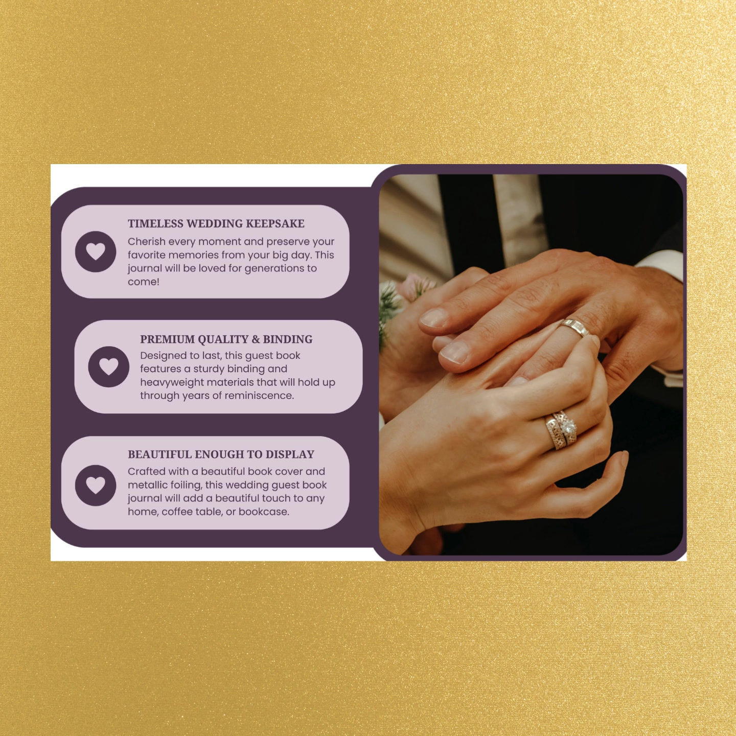 Wedding Guest Book in Gold