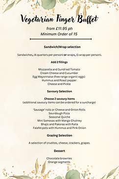 Vegetarian Finger Buffet Menu