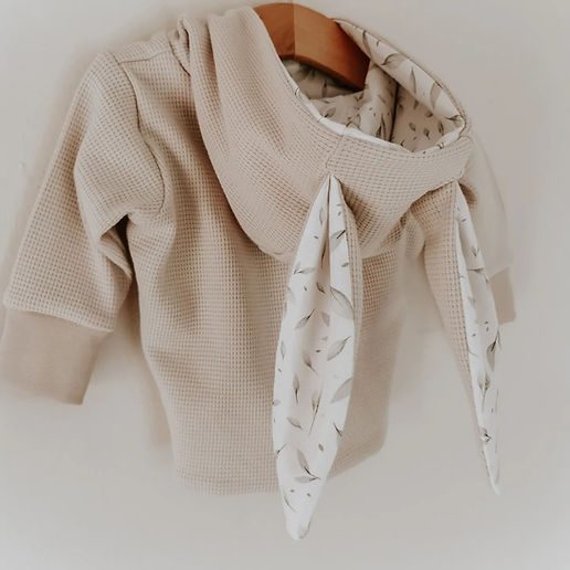 Handmade waffle knit bunny ear cardigan