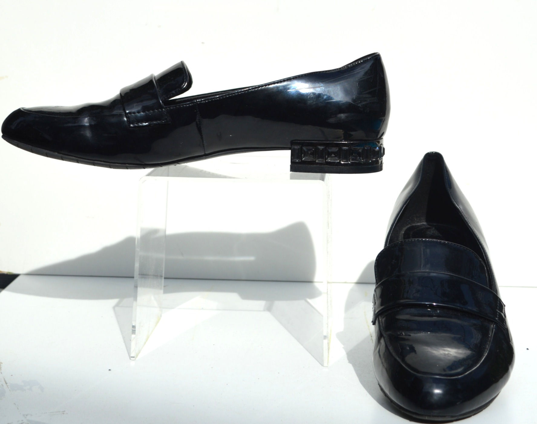 REACTION KENNETH COLE LOAFERS WITH CRYSALS IN HEELS