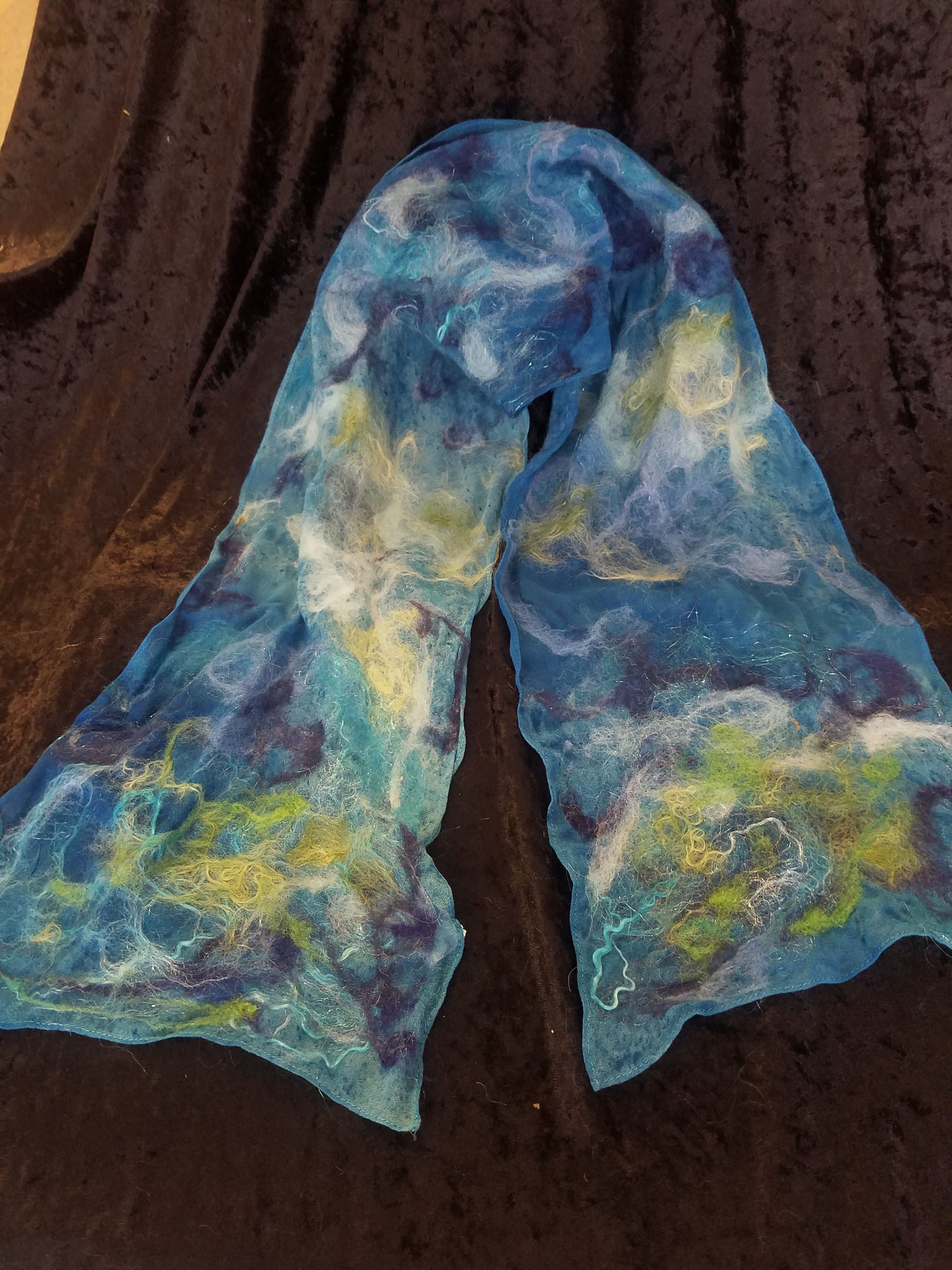 203 - Silk Chiffon Peacock Blue Scarf
