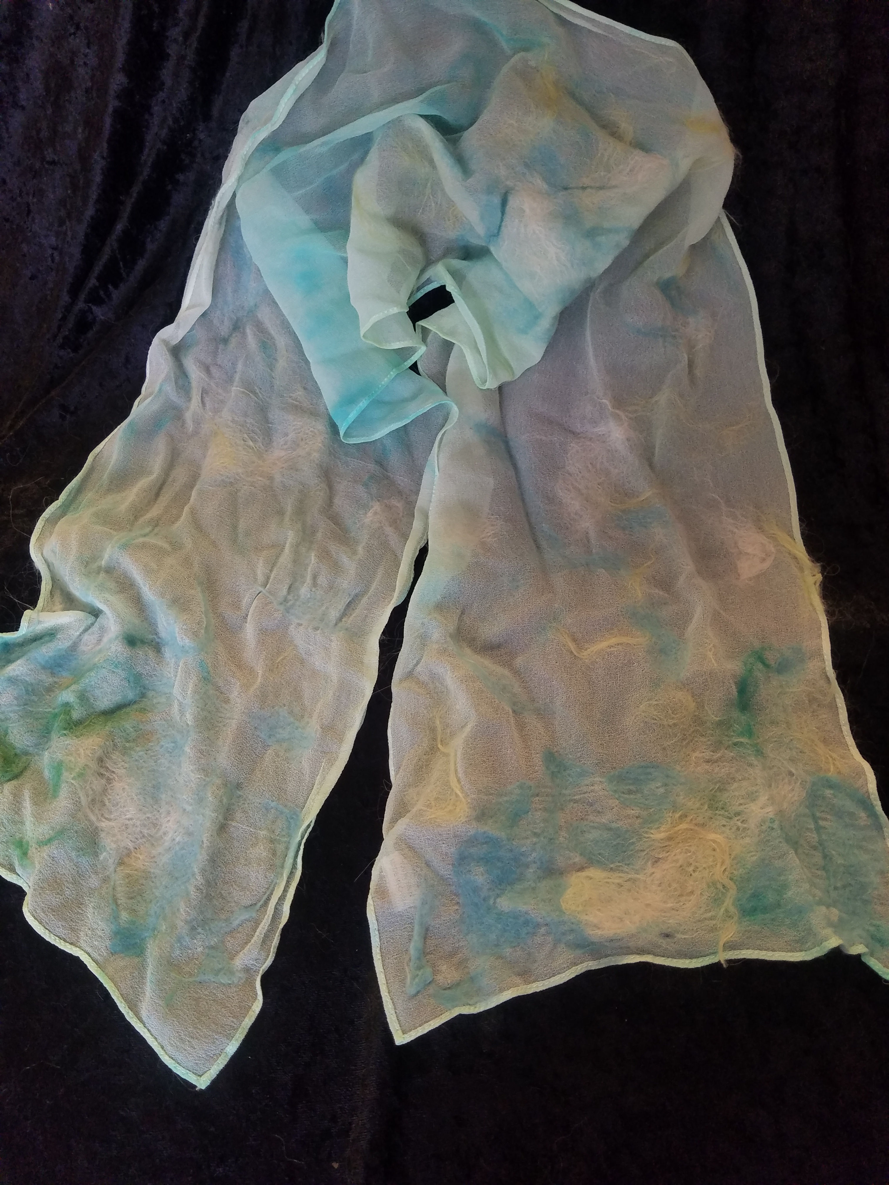 204 -Silk Chiffon Scarf with Light Mint Green Background
