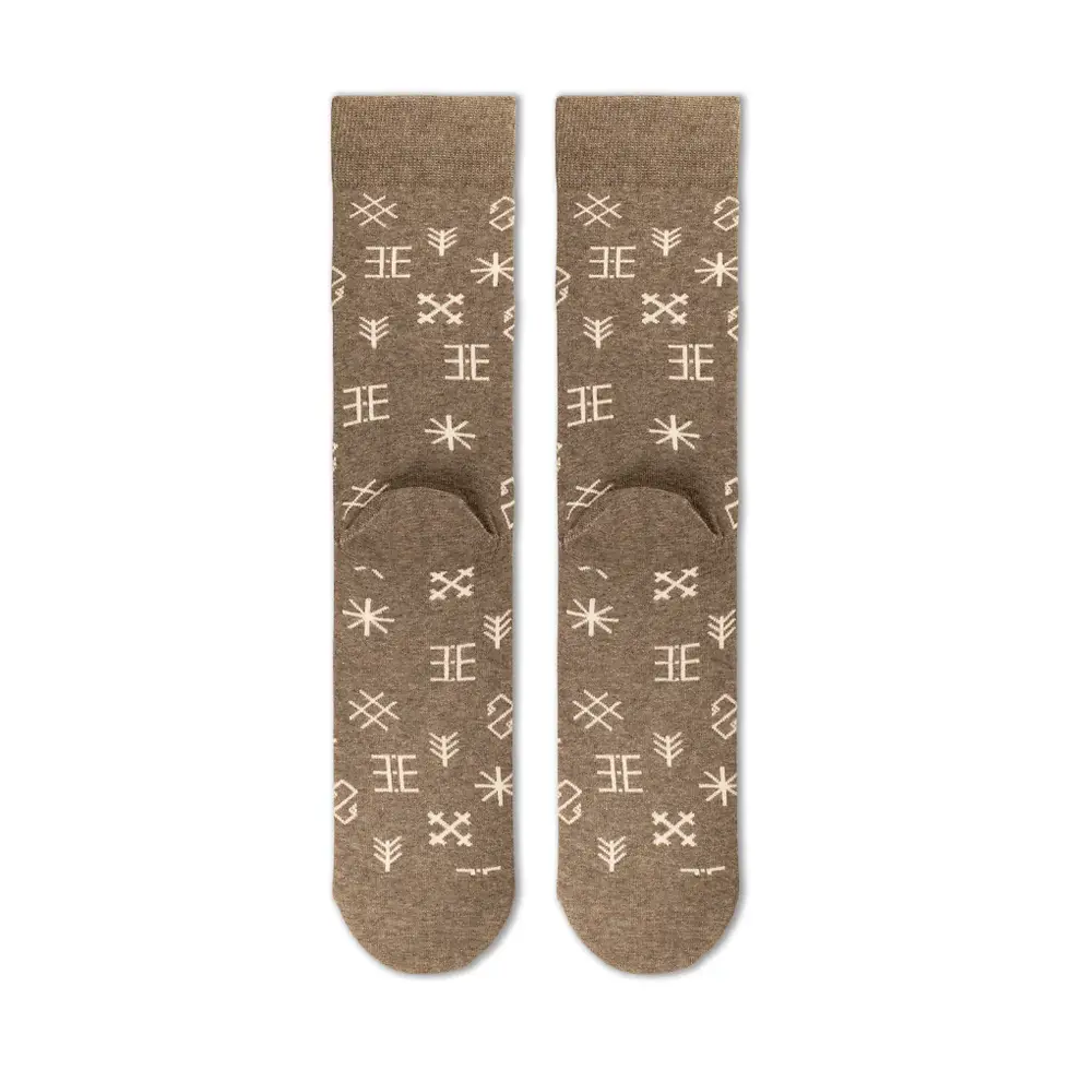 Thumbnail: Shop the Nord Haus Latvian Patterned Nordic Socks - Grey