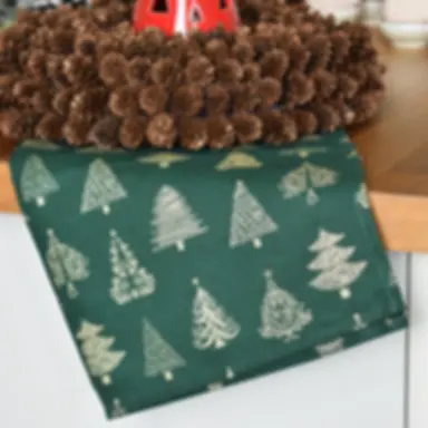 Christmas Tree LinenBlend Tea Towel (green)