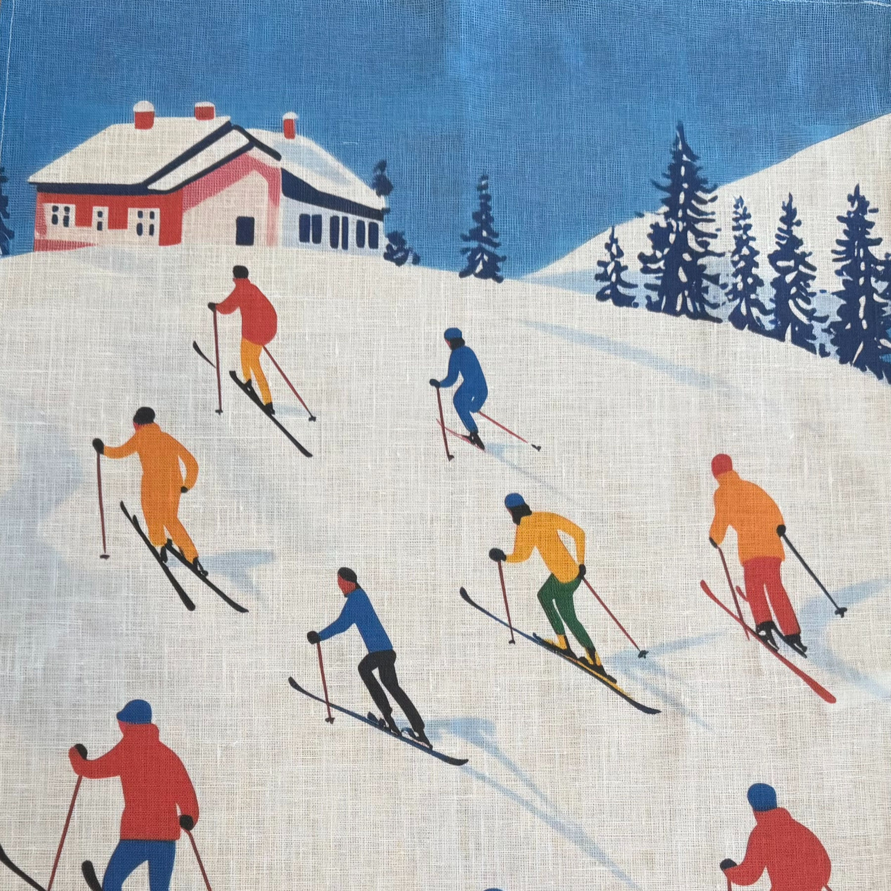 NORDIC SKI DAY Pure Organic Linen Tea Towel