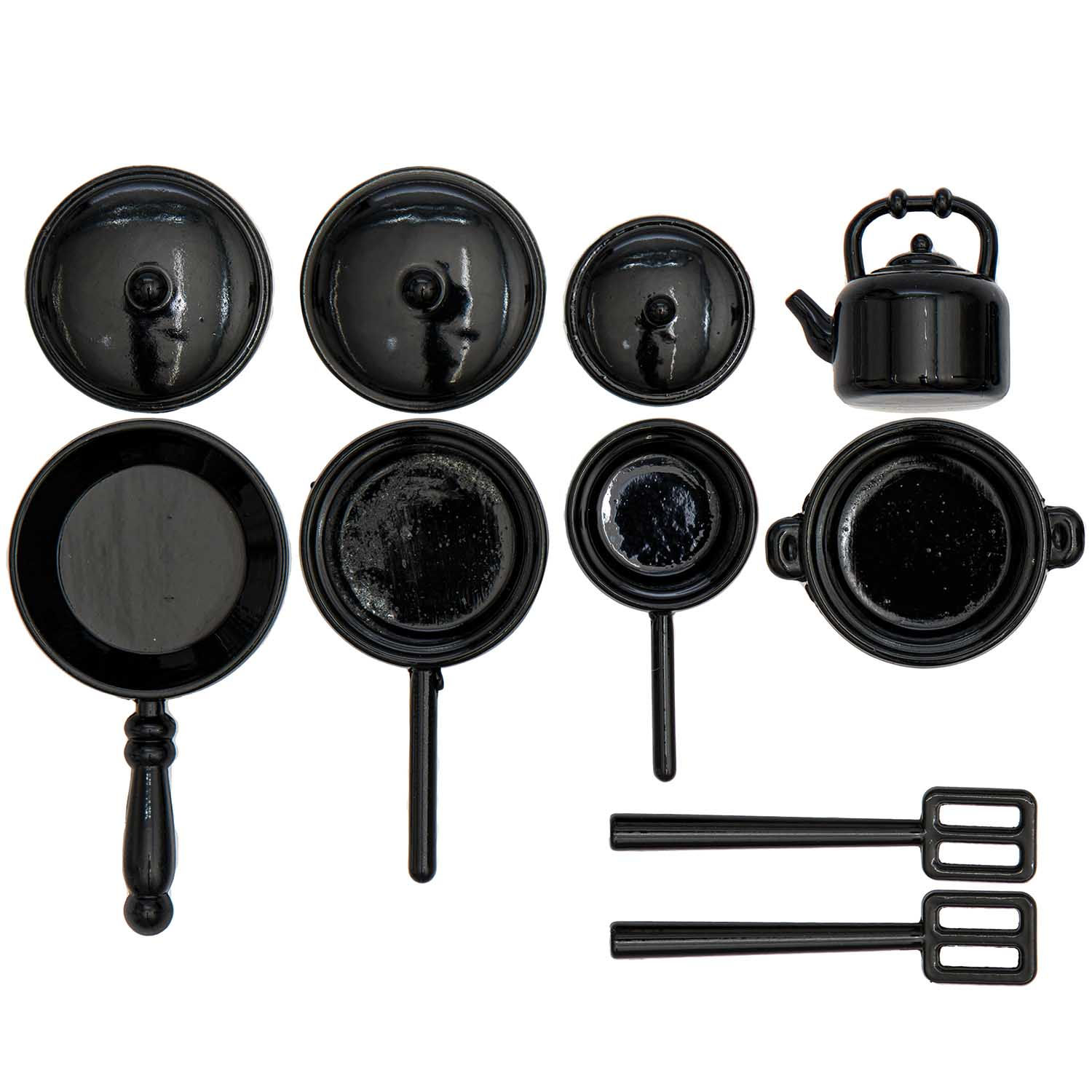 Miniature cooking utensils Premium, black, 7 pcs