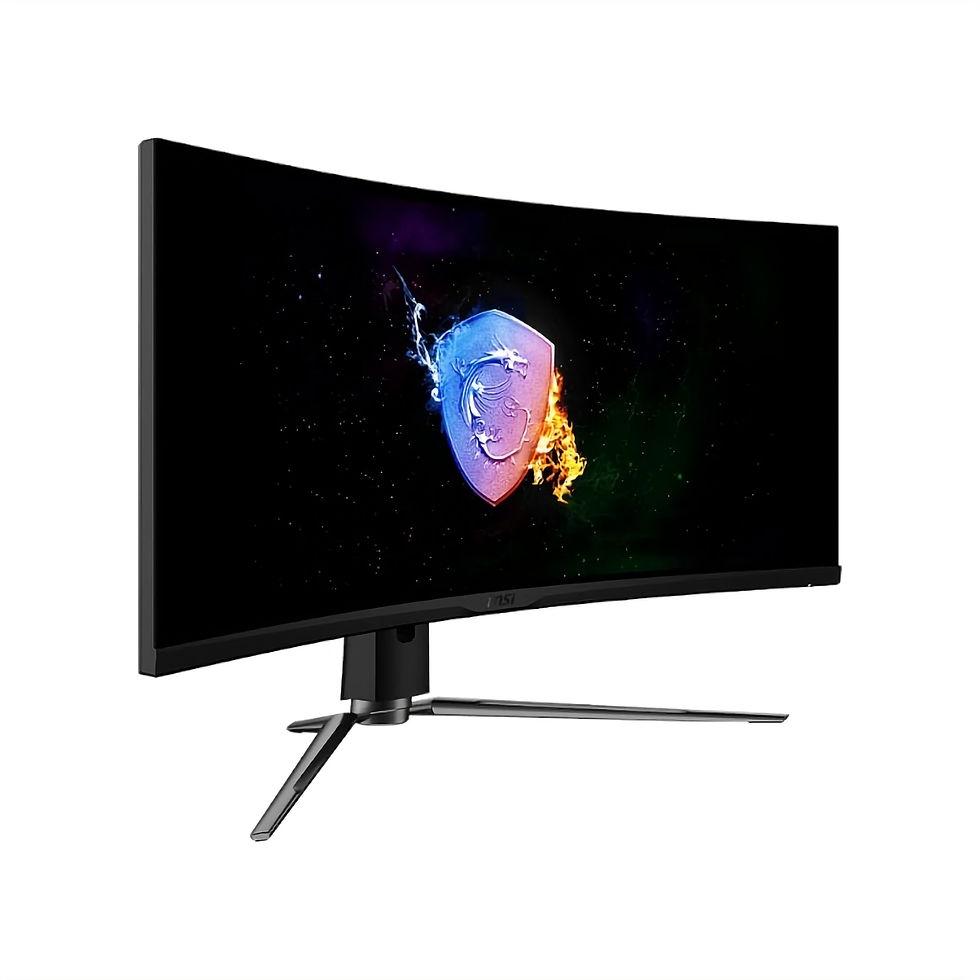 Front view of MSI MPG ARTYMIS 343CQR gaming monitor with ultrawide screen and vivid cosmic imagery
