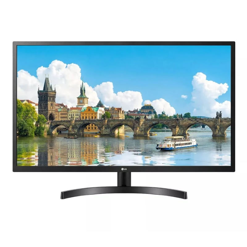 Front view of LG Full HD IPS Monitor showing vibrant display with minimal bezel design