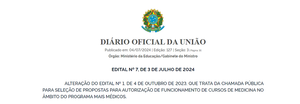 MEC prorroga prazos do Edital do Programa Mais Médicos