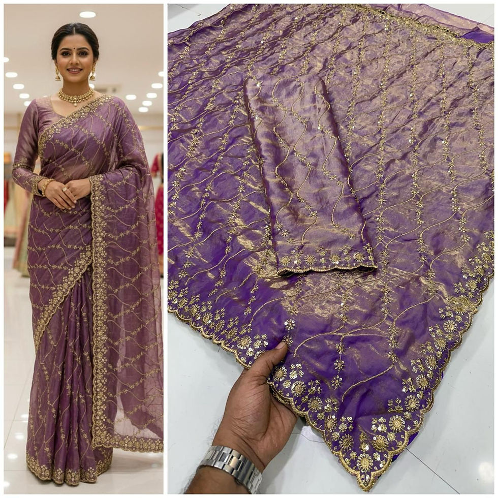 Thumbnail: Designer Embroidered sarees with intricate work unstitched blouse