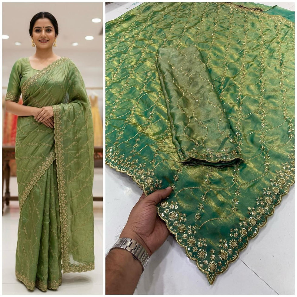 Thumbnail: Designer Embroidered sarees with intricate design unstitched blouse