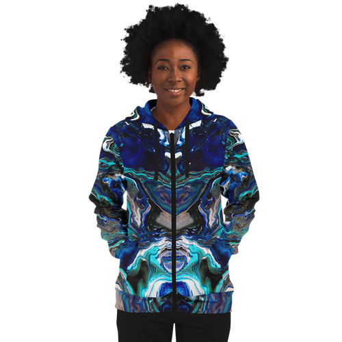 【U LAN】Warning Dirty Painting Set-up Hoodie Zip-Up Unisex Street Wear Zippered Hoodie With Pockets | JP Acrylic