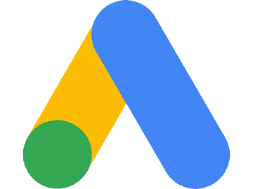 Google Ads logo, a blue and yellow A with a green circle