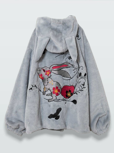 ○黒菟華AL-759043 -80 -kurotoka - 『梟と蔦』総刺繡耳付きシルエット