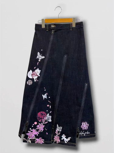今昔 KJ-29281 #72 こんじゃく『着物狐と百合の花』 ALL刺繡 斜めZIP