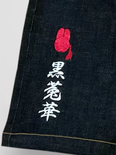 黒菟華 AL-758003 -24 KUROTOKA『陰黒菟華』ALL刺繡デニムショーツ