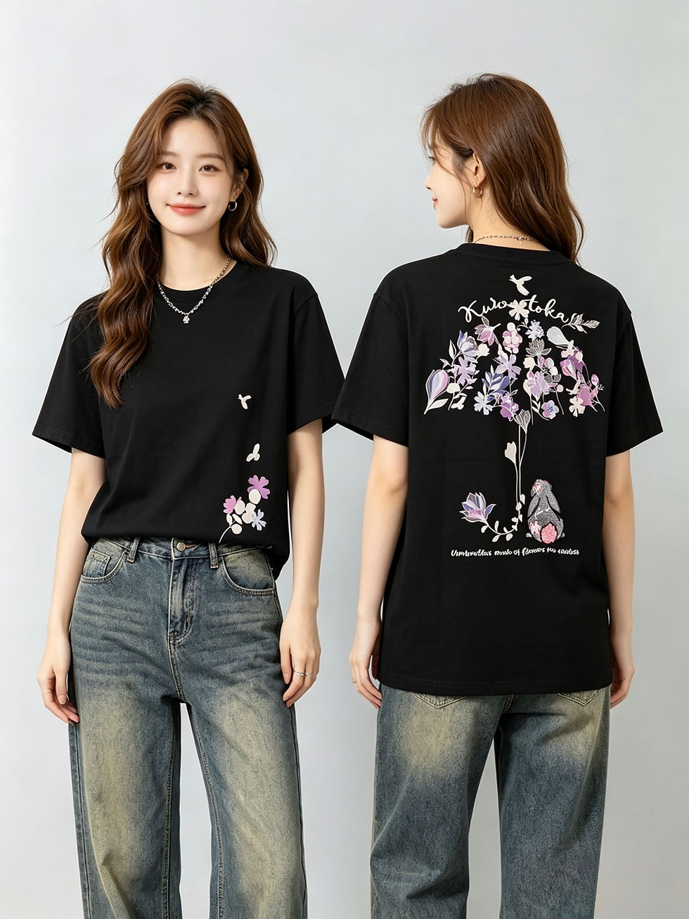 Thumbnail: ○黒菟華 AL-759032 -7 kurotoka『花の傘は役に立たない』半袖Tシャツ