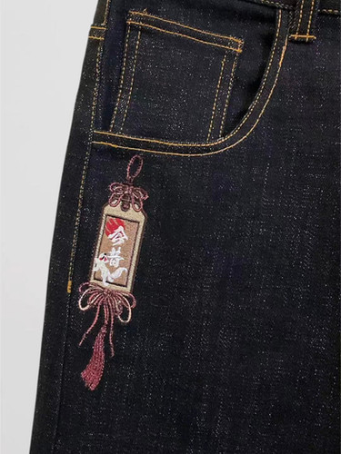 今昔 KJ-29287 #61 こんじゃく『春花秋月』 ALL刺繡 リメイクジーンズ