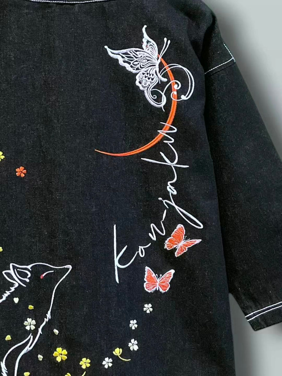 縮圖：〇今昔 KJ-29070 -39  こんじゃく『花吹雪を見上げる』ALL刺繡デニムの羽織り