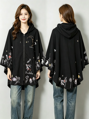 ○黒菟華 AL-759051 -69 KUROTOKA『草原の夜』総刺繡ポンチョ | 【公式