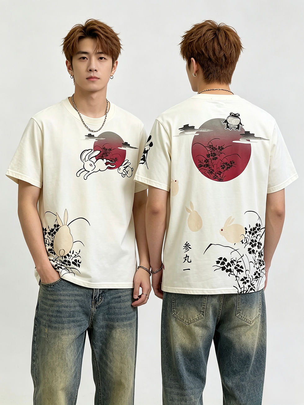 Thumbnail: 参丸一 ST-50065 #14サンマルイチ『月見兎』半袖Tシャツ