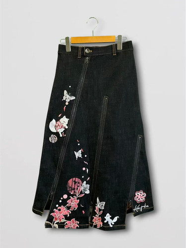 今昔 KJ-29281 こんじゃく ALL刺繡デニムスカート | 【公式】参丸一