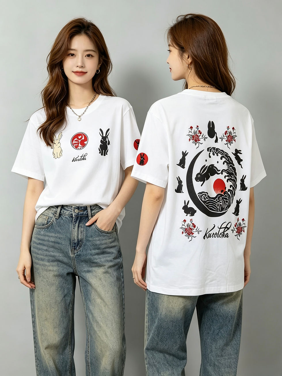 サムネイル： 黒菟華AL-758010 -87  kurotoka 『波黑兎華』半袖Ｔシャツ