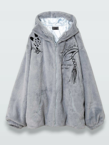 ○黒菟華AL-759043 -80 -kurotoka - 『梟と蔦』総刺繡耳付きシルエット