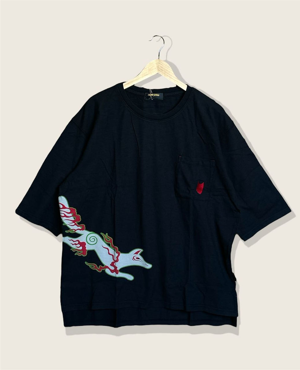 縮圖：今昔 KJT-20016  -2  こんじゃく『狐』ゆったり半袖Tシャツ