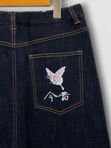 今昔 KJ-29287 #61 こんじゃく『春花秋月』 ALL刺繡 リメイクジーンズ