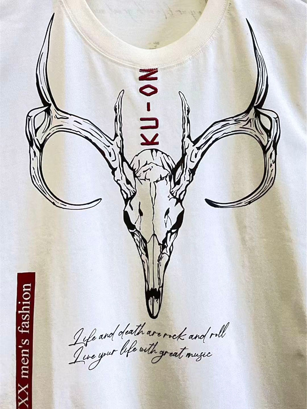 サムネイル： LiN AL-759001 -15 久遠 KUON スカルプリント 半袖Ｔシャツ