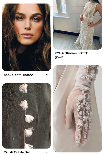 Bridal inspiration board with flower bridal details