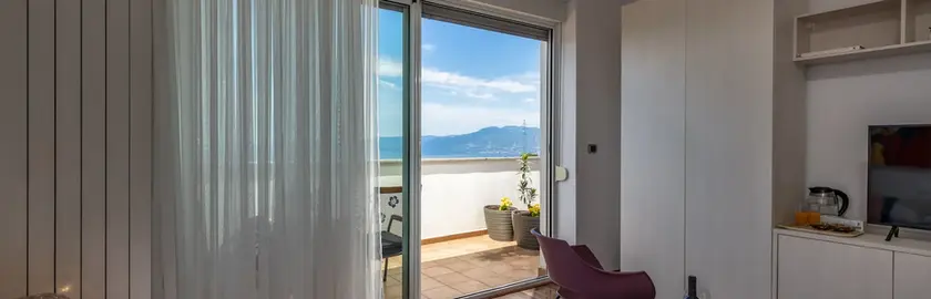 Terra Magica room in Grobnik near Rijeka with balcony and panoramic sea view