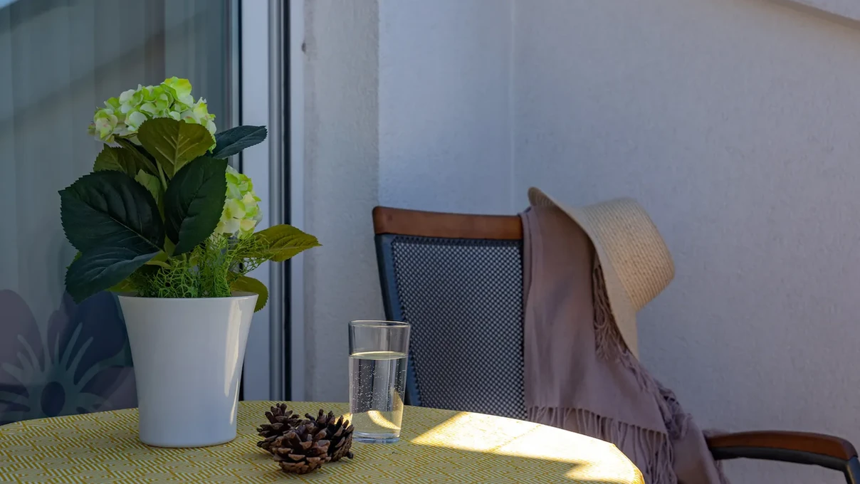 Balcony seating area at Terra Magica Room Grobnik